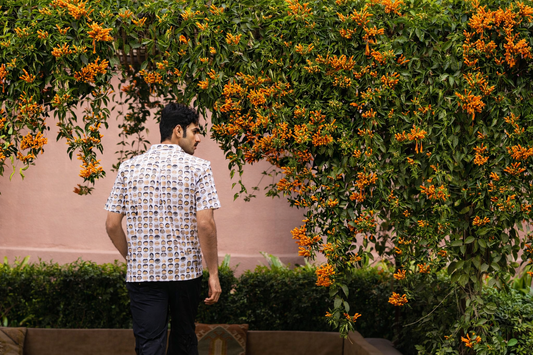 half sleeve Indian Hand Block Print Shirt Mood Mosaic Design Shirt 100% Cotton Fabric