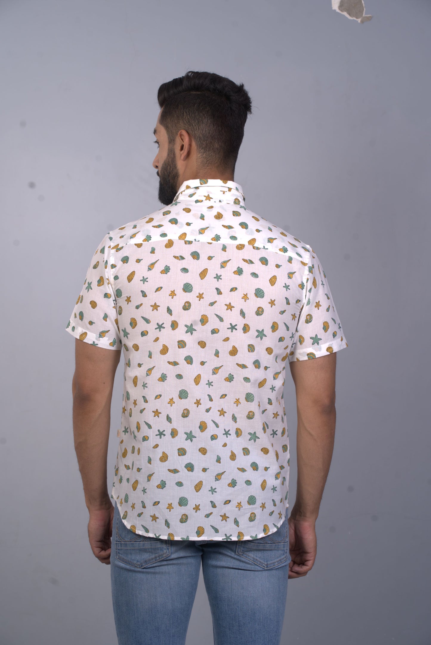 half sleeve Indian Hand Block Print Shirt Seep Design Shirt 100% Cotton Fabric