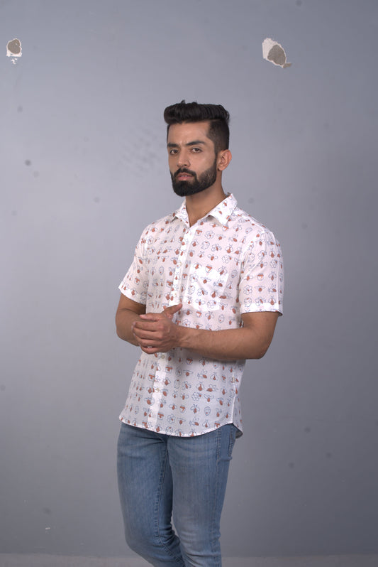half sleeve Indian Hand Block Print Shirt handmade Design Shirt 100% Cotton Fabric