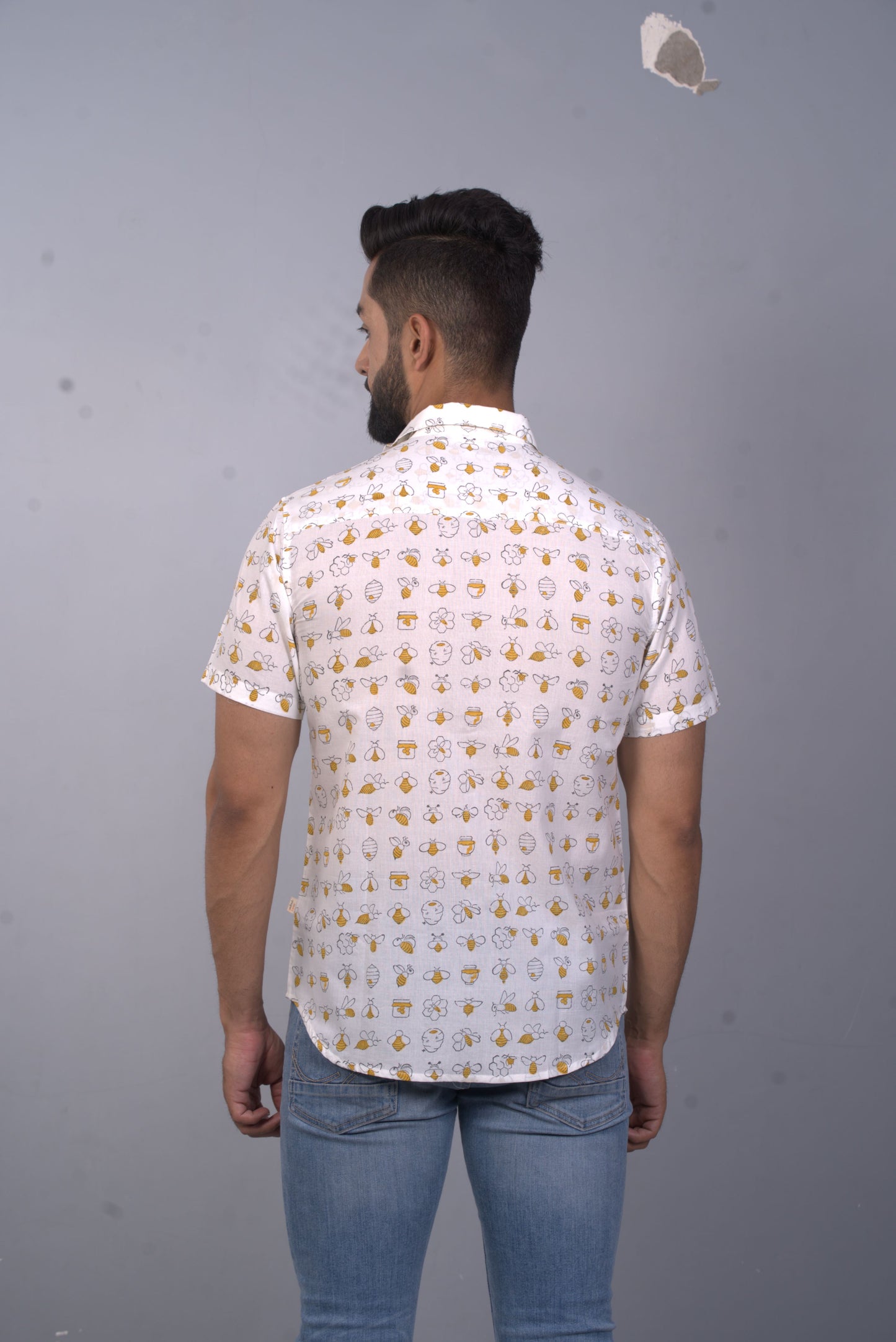 half sleeve Indian Hand Block Print Shirt Bee Print Design Shirt 100% Cotton Fabric