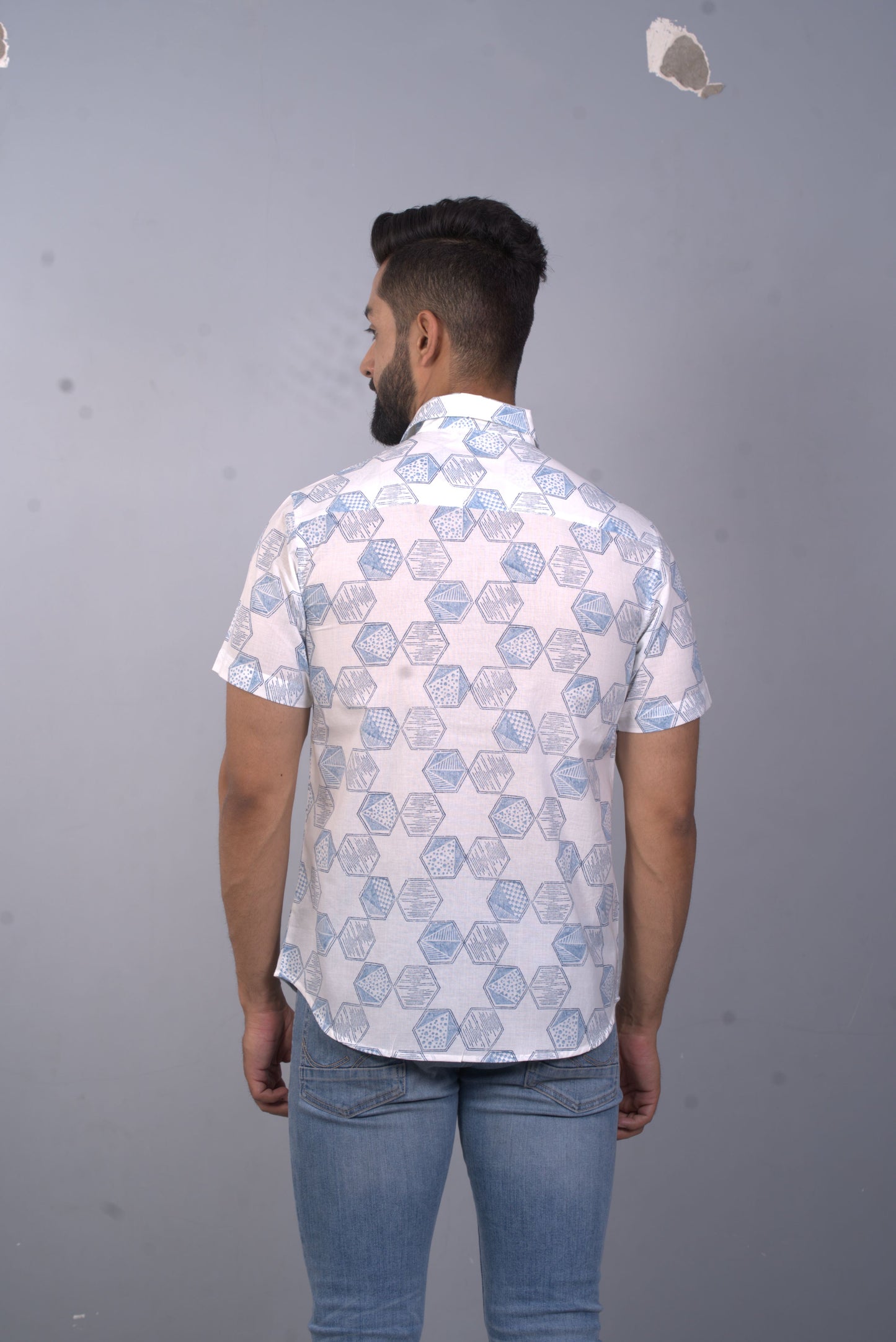 half sleeve Indian Hand Block Print Shirt Star Design Shirt 100% Cotton Fabric