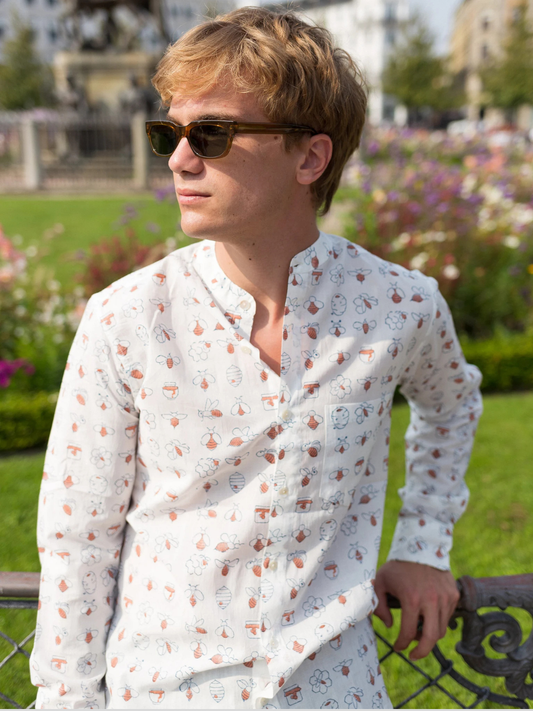 Handmade cotton printed full sleeve shirt Bee & Bloom Casual Indian handmade shirt