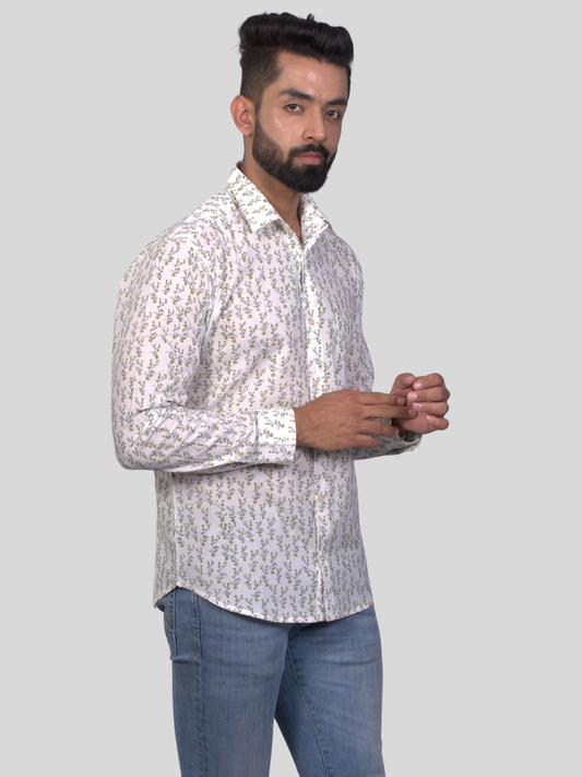 Full Sleeve Indian Hand Block Print Shirt Jungle Buti Design Shirt 100% Cotton Fabric