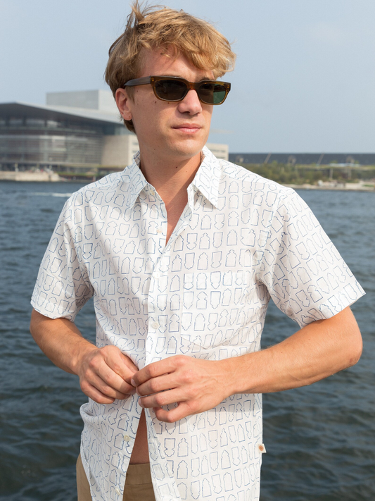 half sleeve Indian Hand Block Print Shirt Jharokha Design Shirt 100% Cotton Fabric