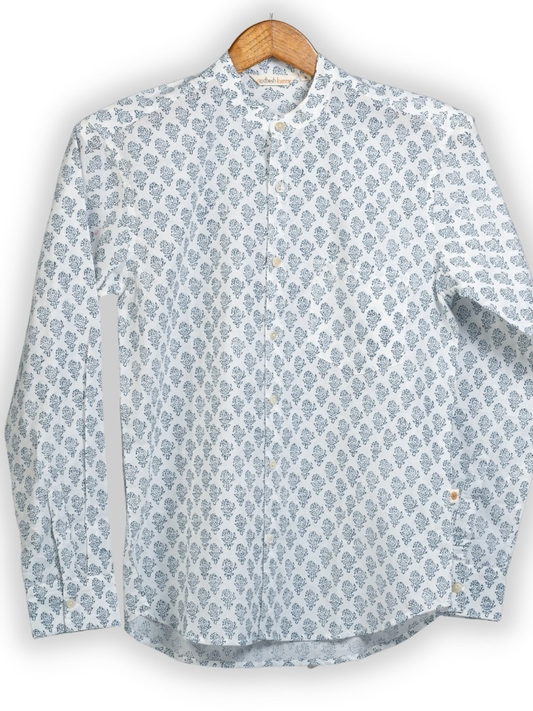 full sleeve Indian Indigo Handblock Charm Print Shirt New Design Shirt 100% Cotton Fabric