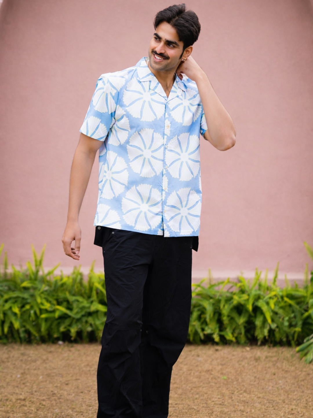 half sleeve Indian Hand Block Print Shirt Jaipur Sea Flower Print Shirt 100% Cotton Fabric