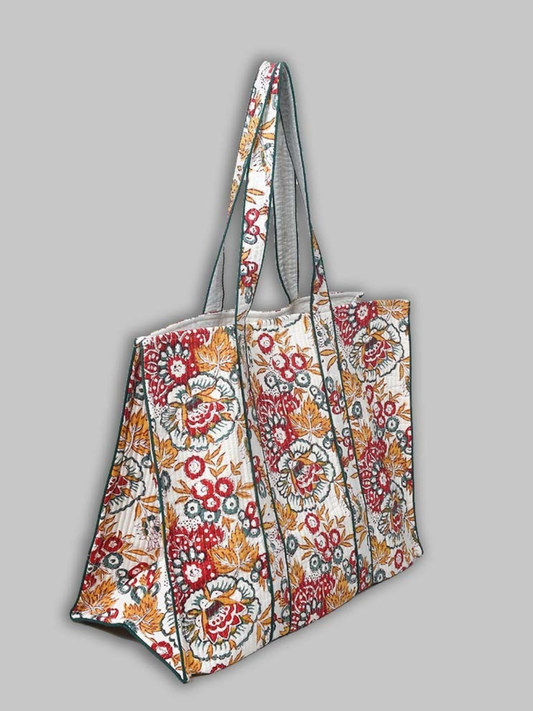 Cotton Hand Bag, Ivory Garden Heritage Tote Bags, Women hand bags, Tote bags for Girls, Fashion Tote bags, Printed Tote Bags