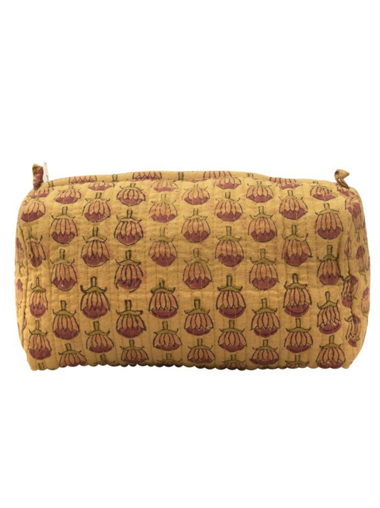 Awdhesh Kumar Amber Blossom Buti Cotton Hand Block Printed Toiletry Bags for Women
