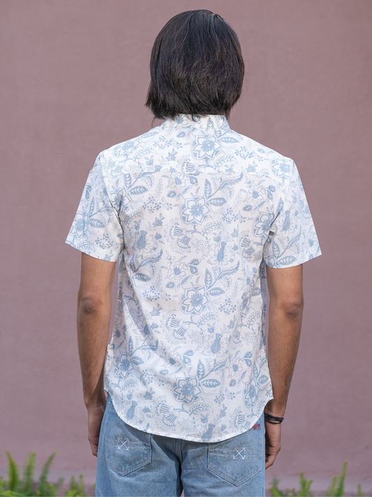 half sleeve Indian Hand Block Print Shirt Jaipur Royal Bloom Shirt 100% Cotton Fabric