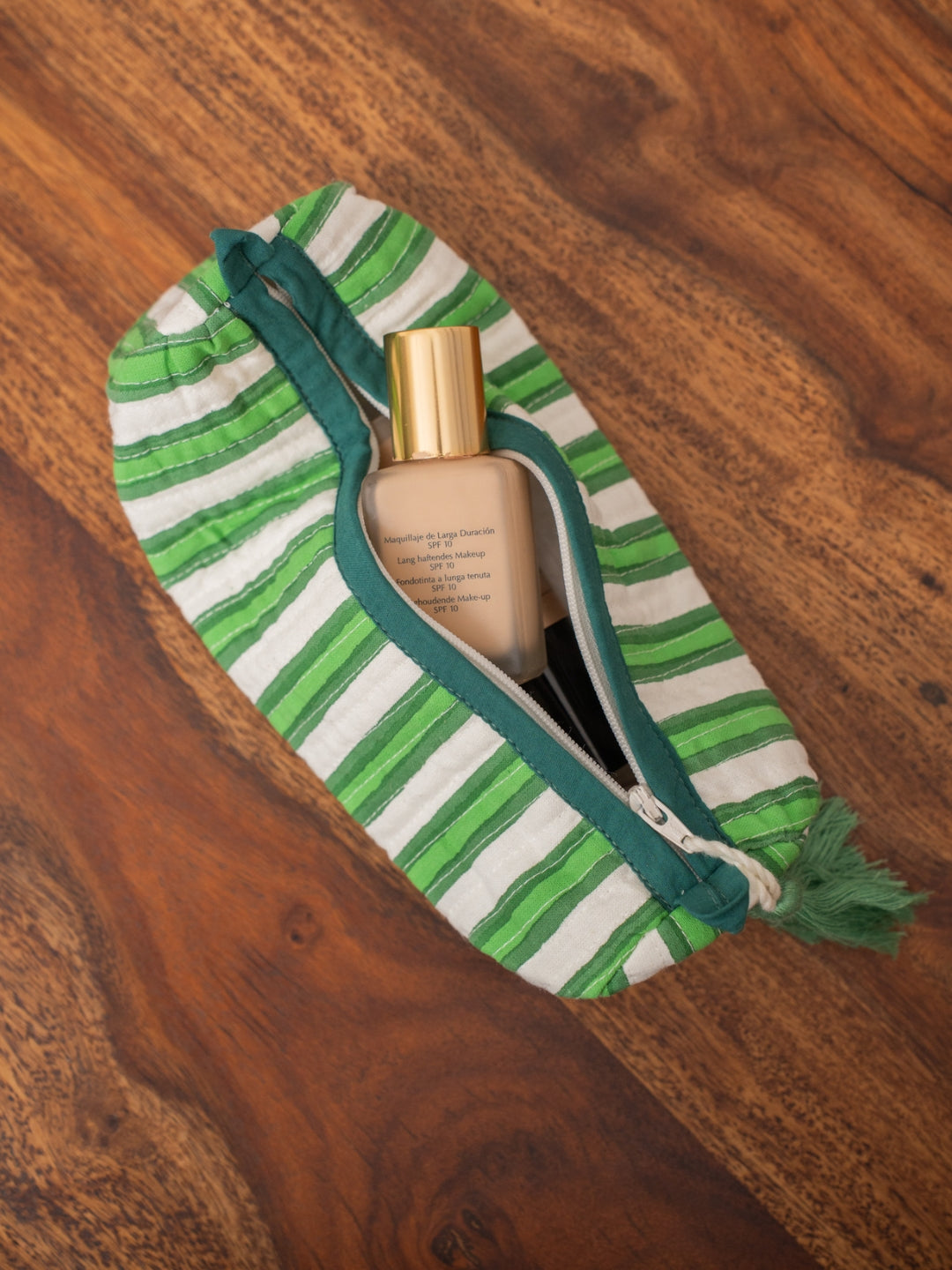 Green Harmony Print Pencil Pouch Cotton Hand Block Printed
