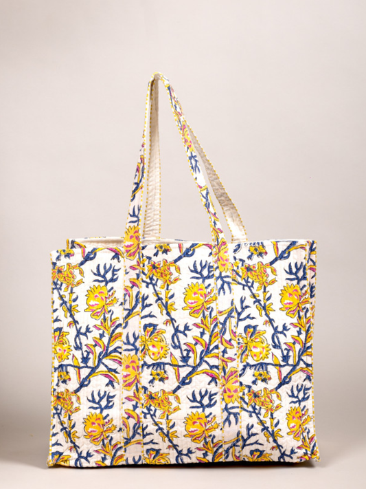 Cotton Hand Bag,Sunlit Garden Quilted Tote Bags, Women hand bags, Tote bags for Girls, Fashion Tote bags, Printed Tote Bags