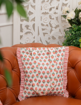 Geometric Floral Print Ruffle Tote Bag
