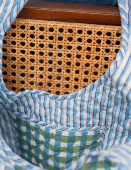 Pastel Green & Blue Checkerboard Print Cushion Floret Bag