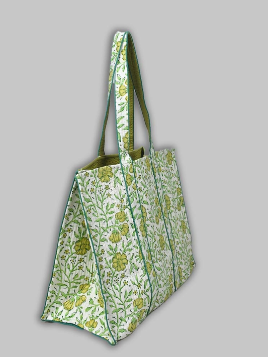 Cotton Hand Bag,Verdure Vine Quilted Tote Bags, Women hand bags, Tote bags for Girls, Fashion Tote bags, Printed Tote Bags