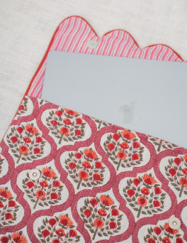 Rustic Rose Garden Print Cotton Hand Block Printed Laptop Bag