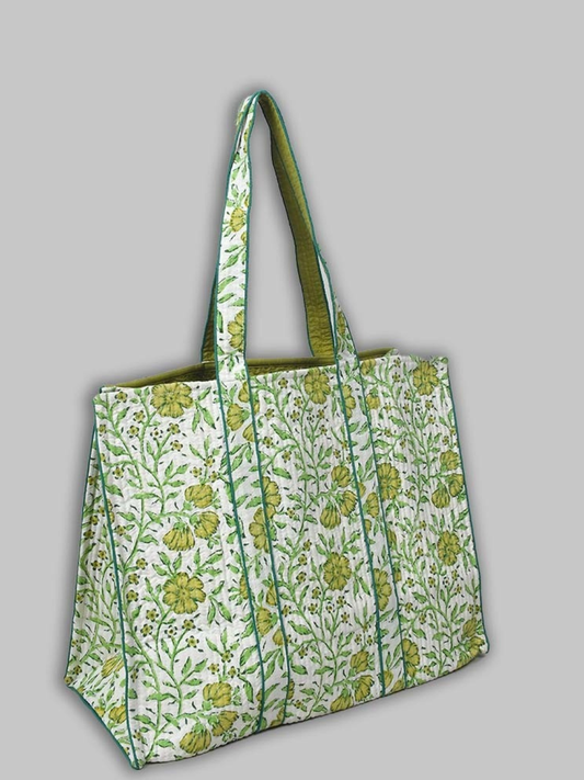 Cotton Hand Bag,Verdure Vine Quilted Tote Bags, Women hand bags, Tote bags for Girls, Fashion Tote bags, Printed Tote Bags