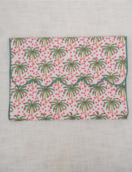 Vintage Palm Tree Print Cotton Hand Block Printed Laptop Bag