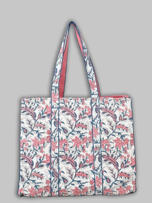 Cotton Hand Bag,Rosewood Breeze Quilted Tote Bags, Women hand bags, Tote bags for Girls, Fashion Tote bags, Printed Tote Bags