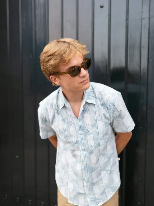 half sleeve Indian Hand Block Print Shirt Frosted Lines Printed Design Design Shirt 100% Cotton Fabric