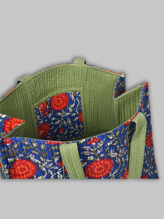 Cotton Hand Bag,Royal Bloom Quilted Tote Bags, Women hand bags, Tote bags for Girls, Fashion Tote bags, Printed Tote Bags