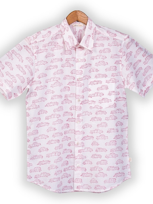 Short Sleeve Indian Classic Wheels Doodle Pattern Shirt 100% Cotton Fabric