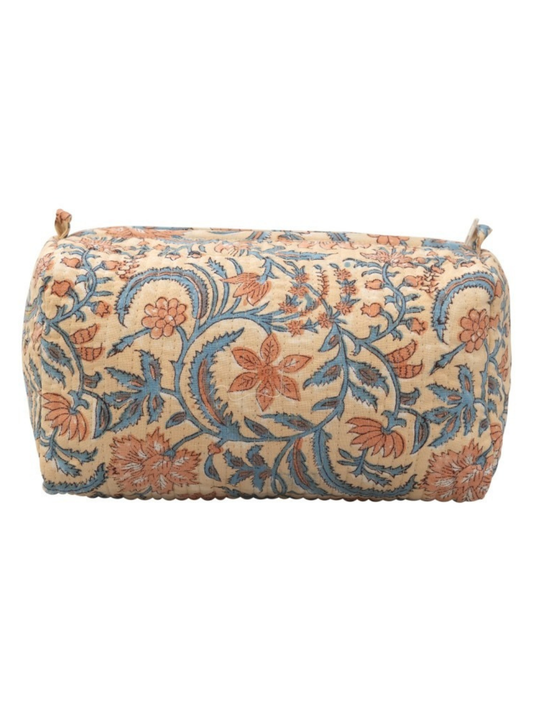 Awdhesh Kumar Soft Botanica Organizer Cotton Hand Block Printed Toiletry Bags for Women