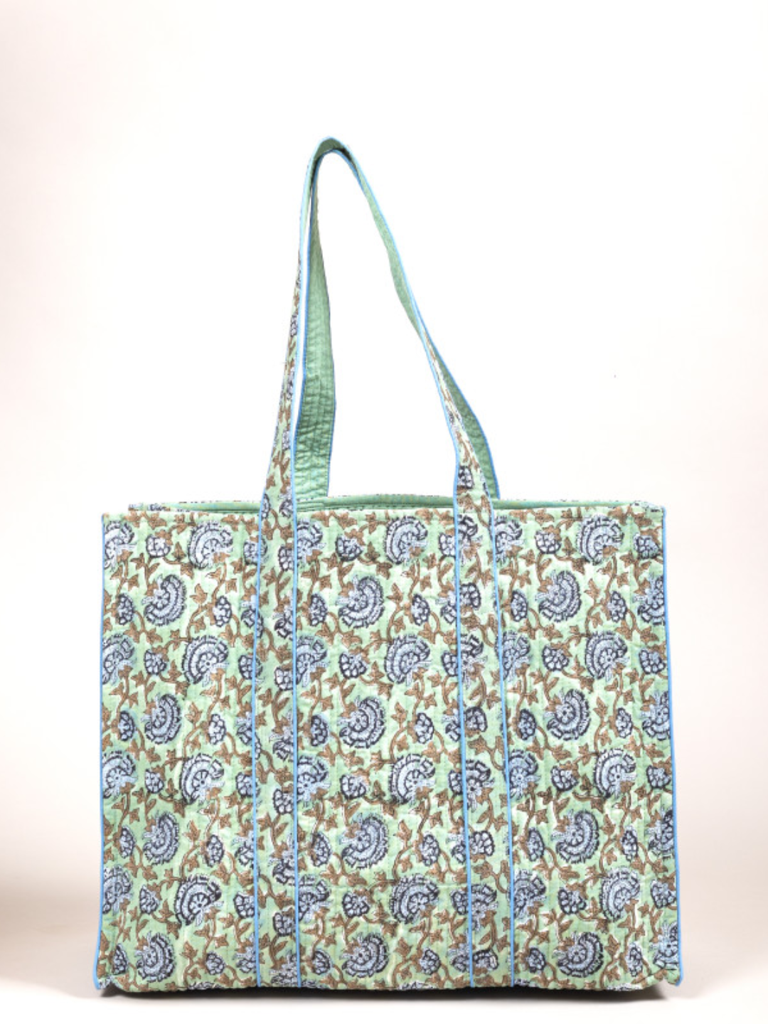 Cotton Hand Bag, Mint Paisley Meadow Tote Bags, Women hand bags, Tote bags for Girls, Fashion Tote bags, Printed Tote Bags