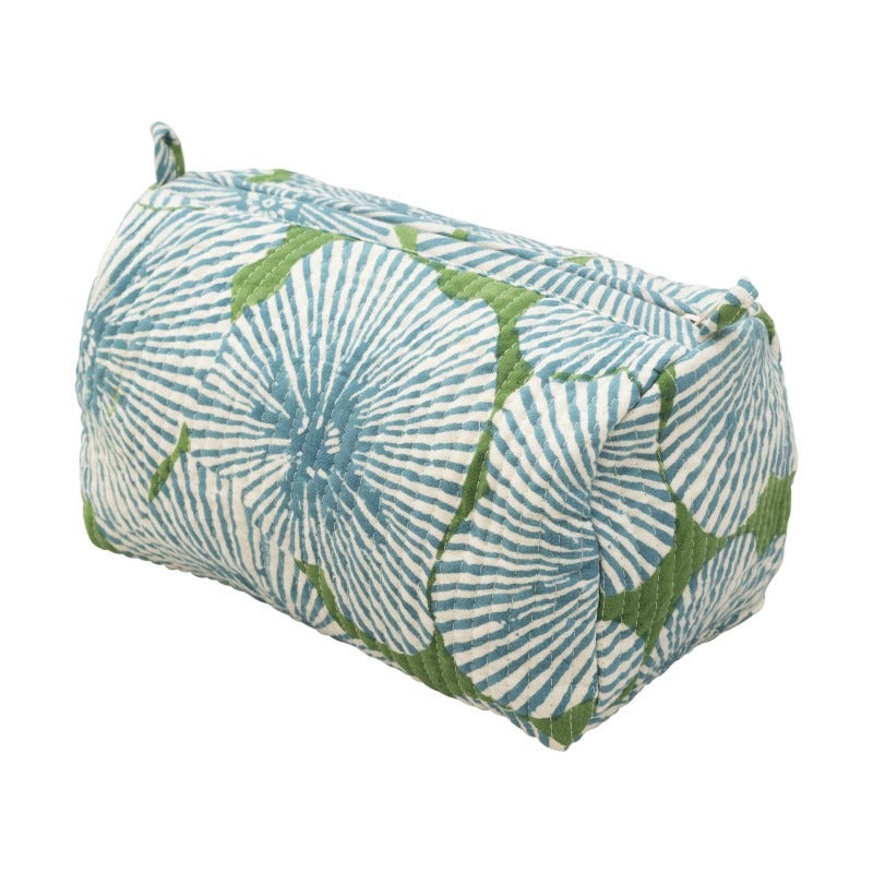 Awdhesh Kumar Aqua Radiance Pouch Cotton Hand Block Printed Toiletry Bags for Women