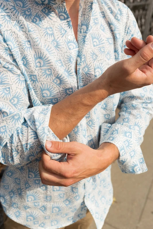 Handmade cotton printed half sleeve shirt Indian handmade shirt