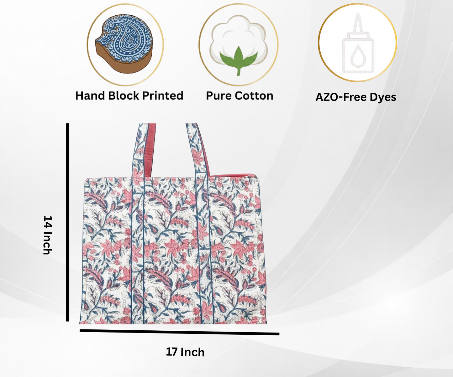 Cotton Hand Bag,Rosewood Breeze Quilted Tote Bags, Women hand bags, Tote bags for Girls, Fashion Tote bags, Printed Tote Bags