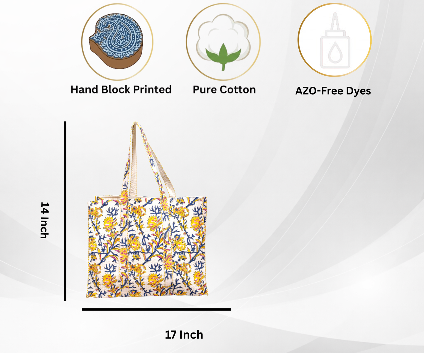Cotton Hand Bag,Sunlit Garden Quilted Tote Bags, Women hand bags, Tote bags for Girls, Fashion Tote bags, Printed Tote Bags