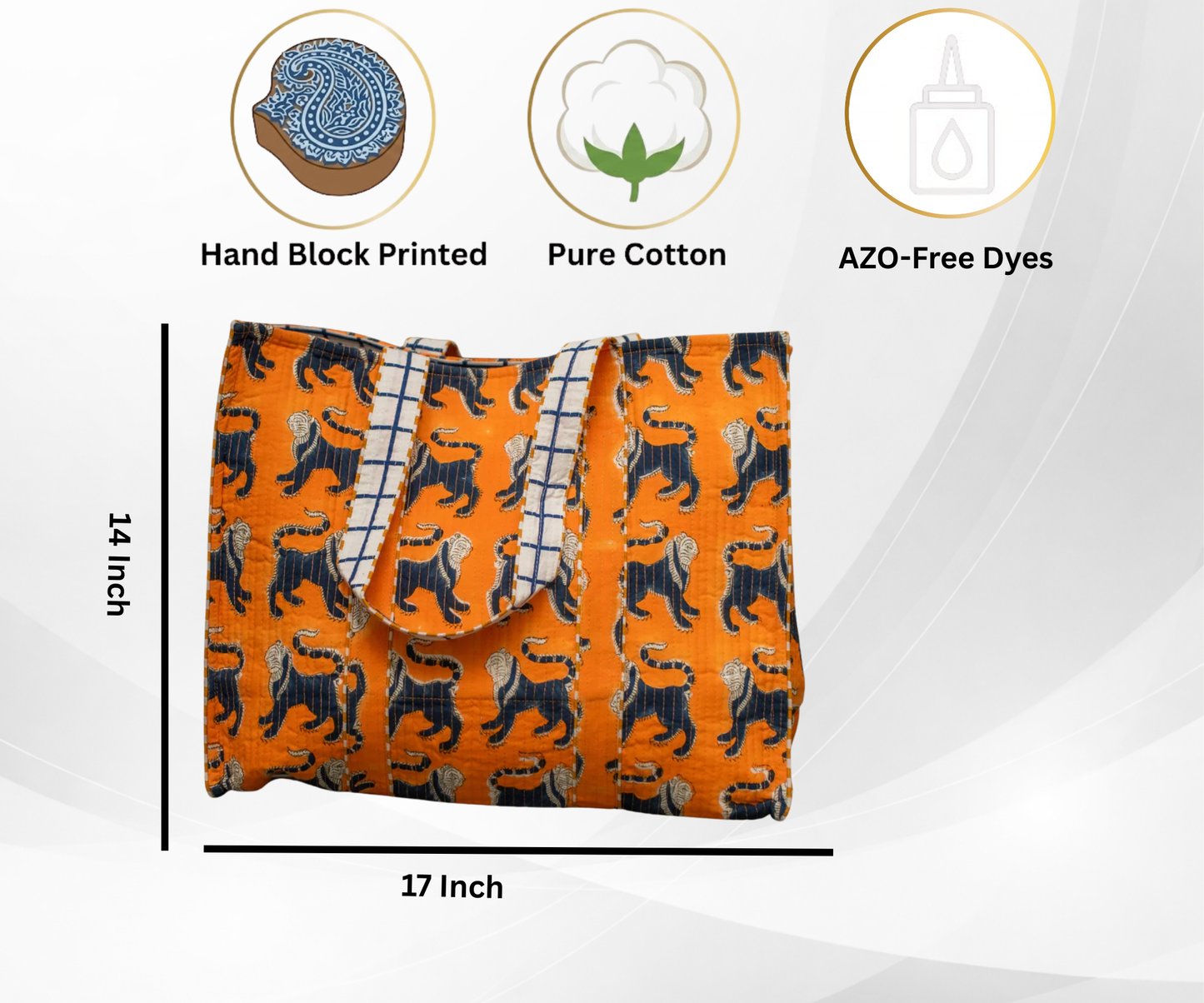 Awdhesh Kumar Wild Stride Cotton Hand Block Printed Tote Bag for Women