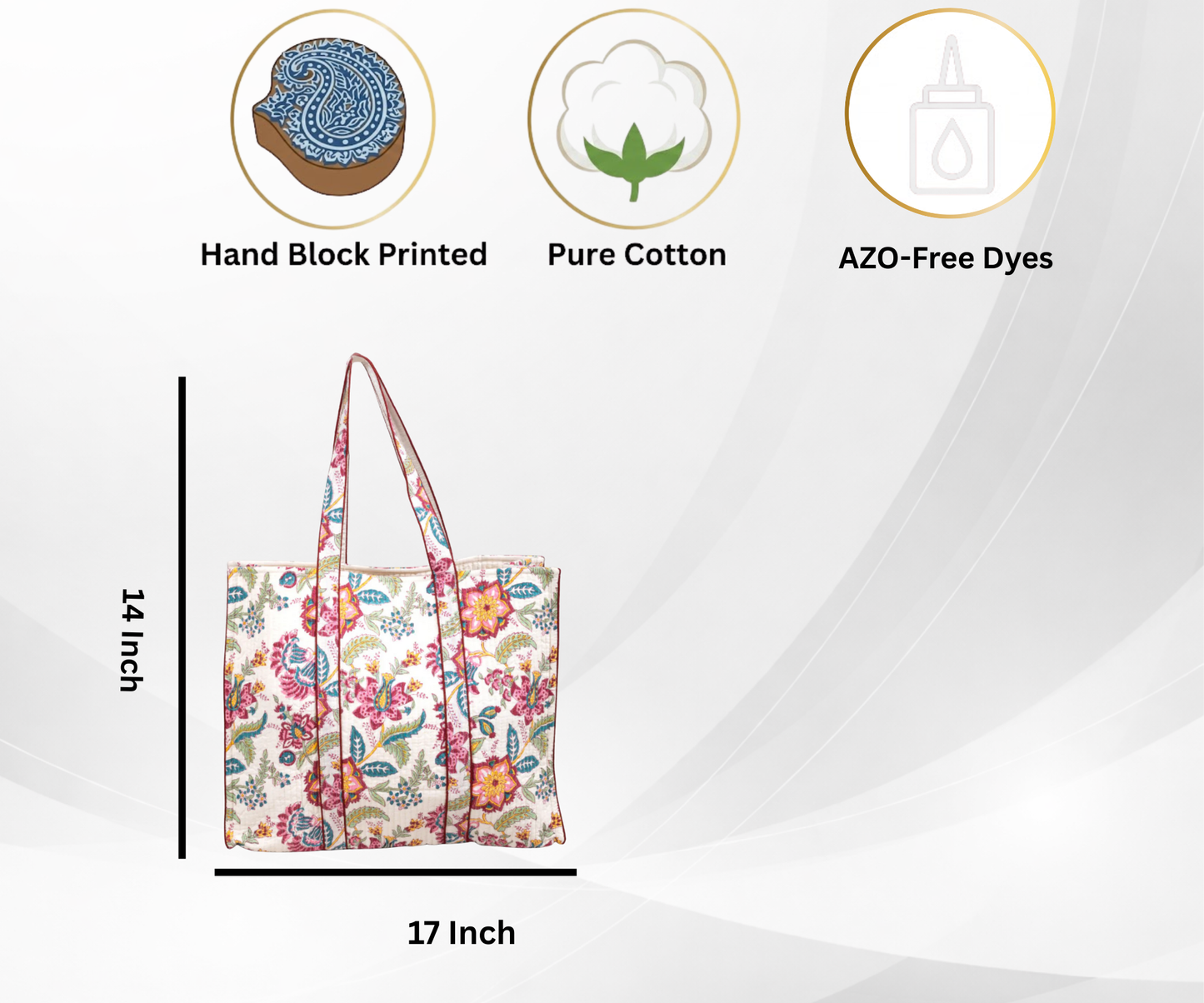 Awdhesh Kumar Floral Carnival Cotton Hand Block Printed Tote Bag for Women