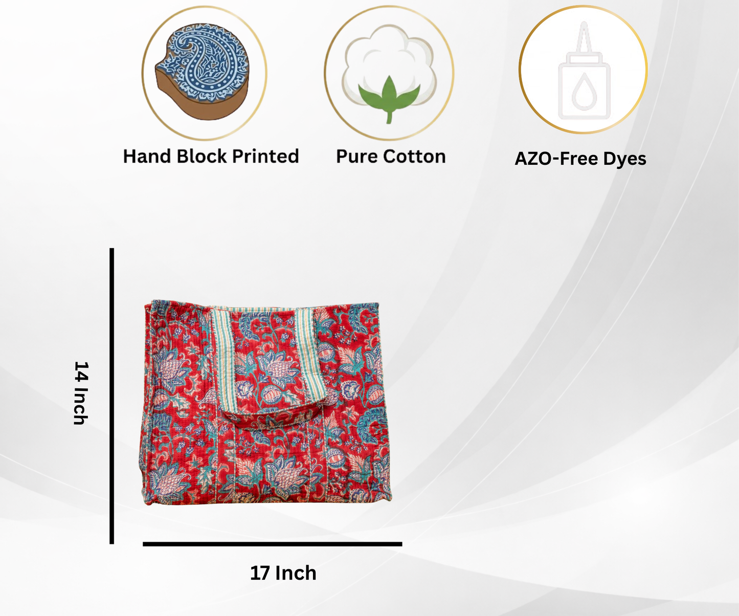 Awdhesh Kumar Crimson Garden Cotton Hand Block Printed Tote Bag for Women