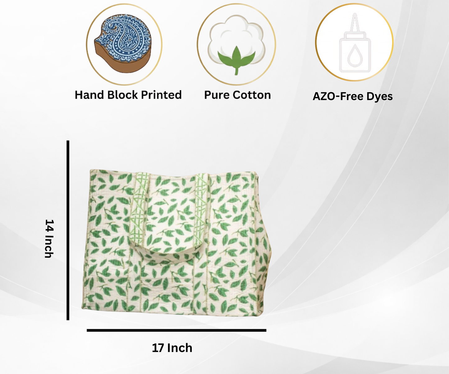 Awdhesh Kumar Garden Green Essence Cotton Hand Block Printed Tote Bag for Women