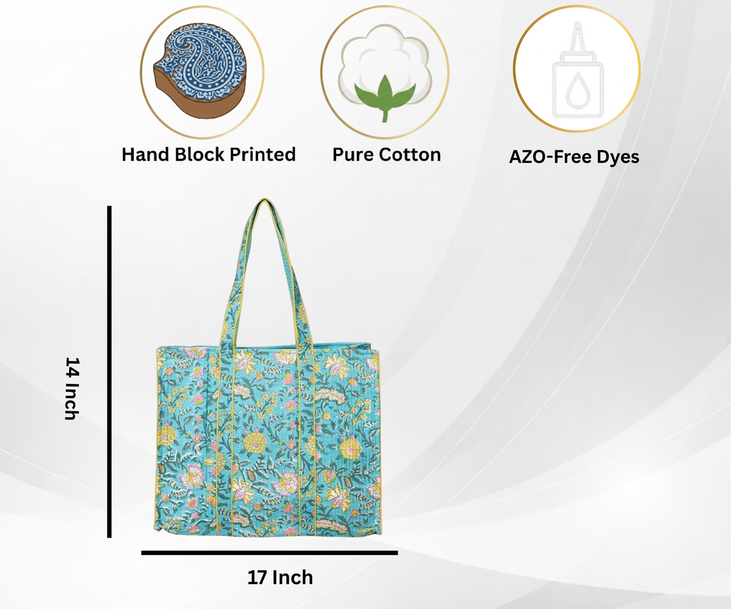 Cotton Hand Bag, Teal Lotus Garden Tote Bags, Women hand bags, Tote bags for Girls, Fashion Tote bags, Printed Tote Bags
