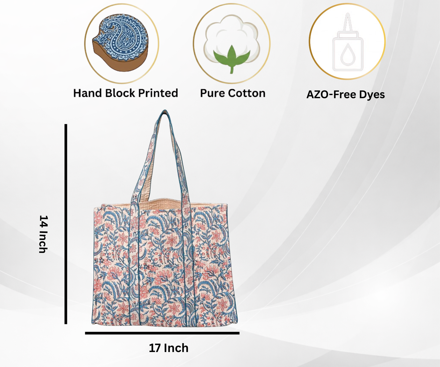 Cotton Hand Bag, Pastel Garden Elegance Tote Bags, Women hand bags, Tote bags for Girls, Fashion Tote bags, Printed Tote Bags