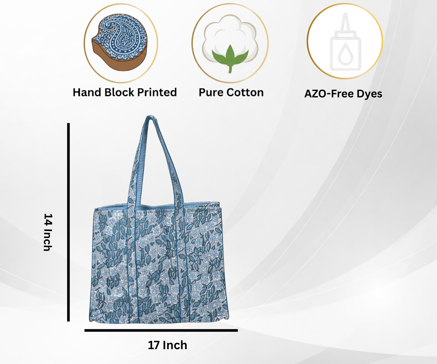 Cotton Hand Bag, Bluebell Meadow Tote Bags, Women hand bags, Tote bags for Girls, Fashion Tote bags, Printed Tote Bags