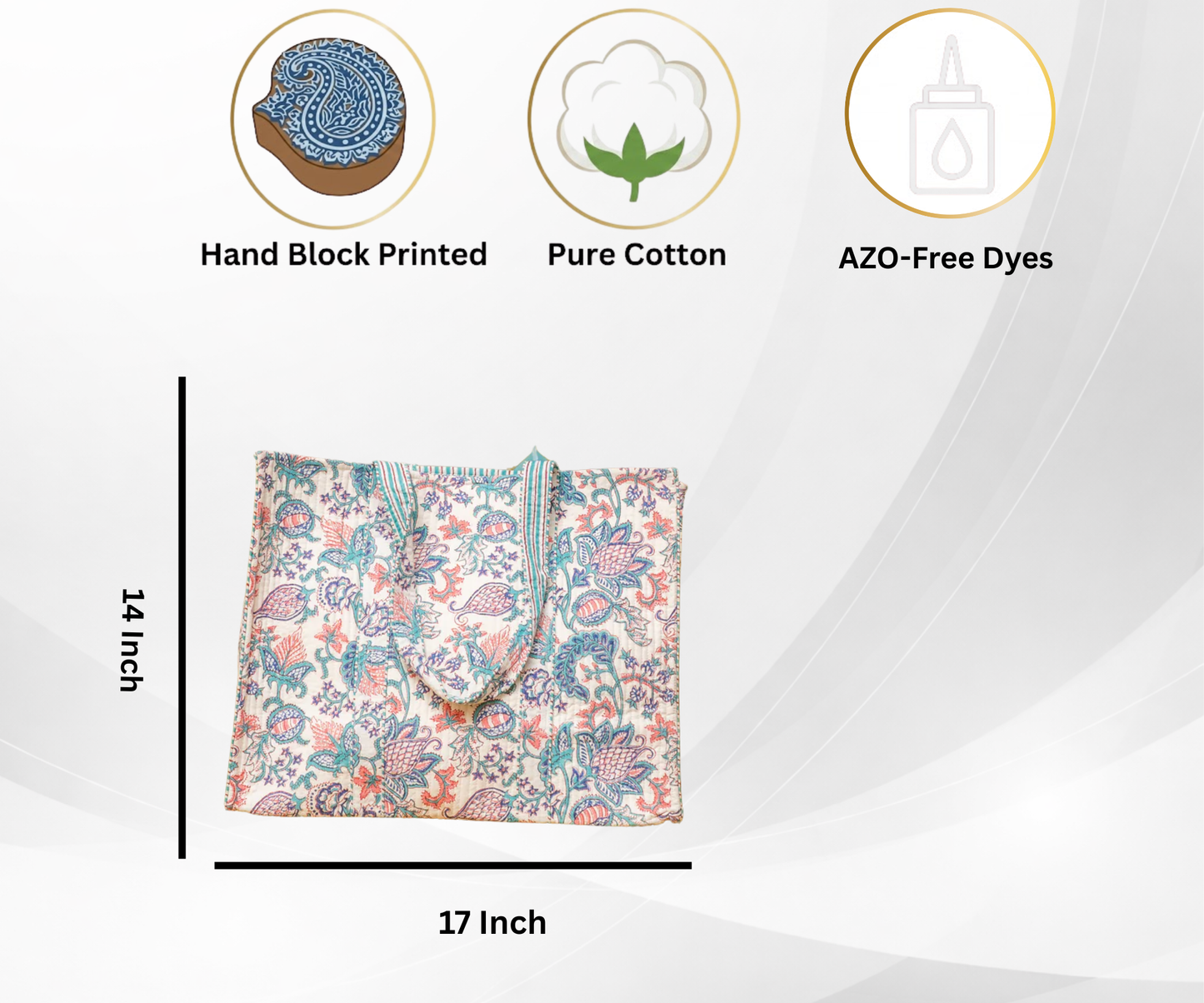 Awdhesh Kumar Botanical Paisley Cotton Hand Block Printed Tote Bag for Women