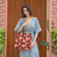 Vintage Crimson Cotton Hand Block Printed Tote Bag