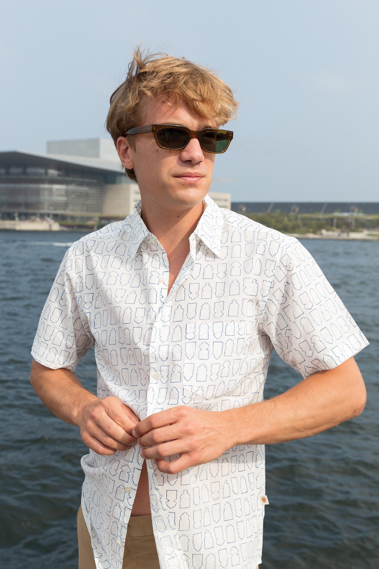 half sleeve Indian Hand Block Print Shirt Jharokha Design Shirt 100% Cotton Fabric