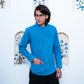 Full Sleeve Indian Classic Stylish Sky Blue Mandarin Collar Shirt for Men