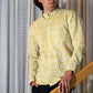 Full Sleeve Indian Hand Block Print Bright Yellow Geometric Print Mandarin Collar Shirt for Men  Shirt 100% Cotton Fabric
