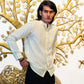 Full Sleeve Indian Hand Block Print Shirt Golden Dot Print Mandarin Shirt 100% Cotton Fabric