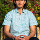 half sleeve Indian Hand Block Print Shirt Aqua Dot Print Casual Shirt – Fresh & Modern Style Shirt 100% Cotton Fabric