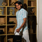half sleeve Indian Hand Block Print Teal Stripe Print Casual Shirt – Smart & Contemporary Look Shirt 100% Cotton Fabric