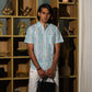 half sleeve Indian Hand Block Print Teal Stripe Print Casual Shirt – Smart & Contemporary Look Shirt 100% Cotton Fabric