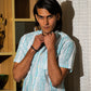 half sleeve Indian Hand Block Print Teal Stripe Print Casual Shirt – Smart & Contemporary Look Shirt 100% Cotton Fabric