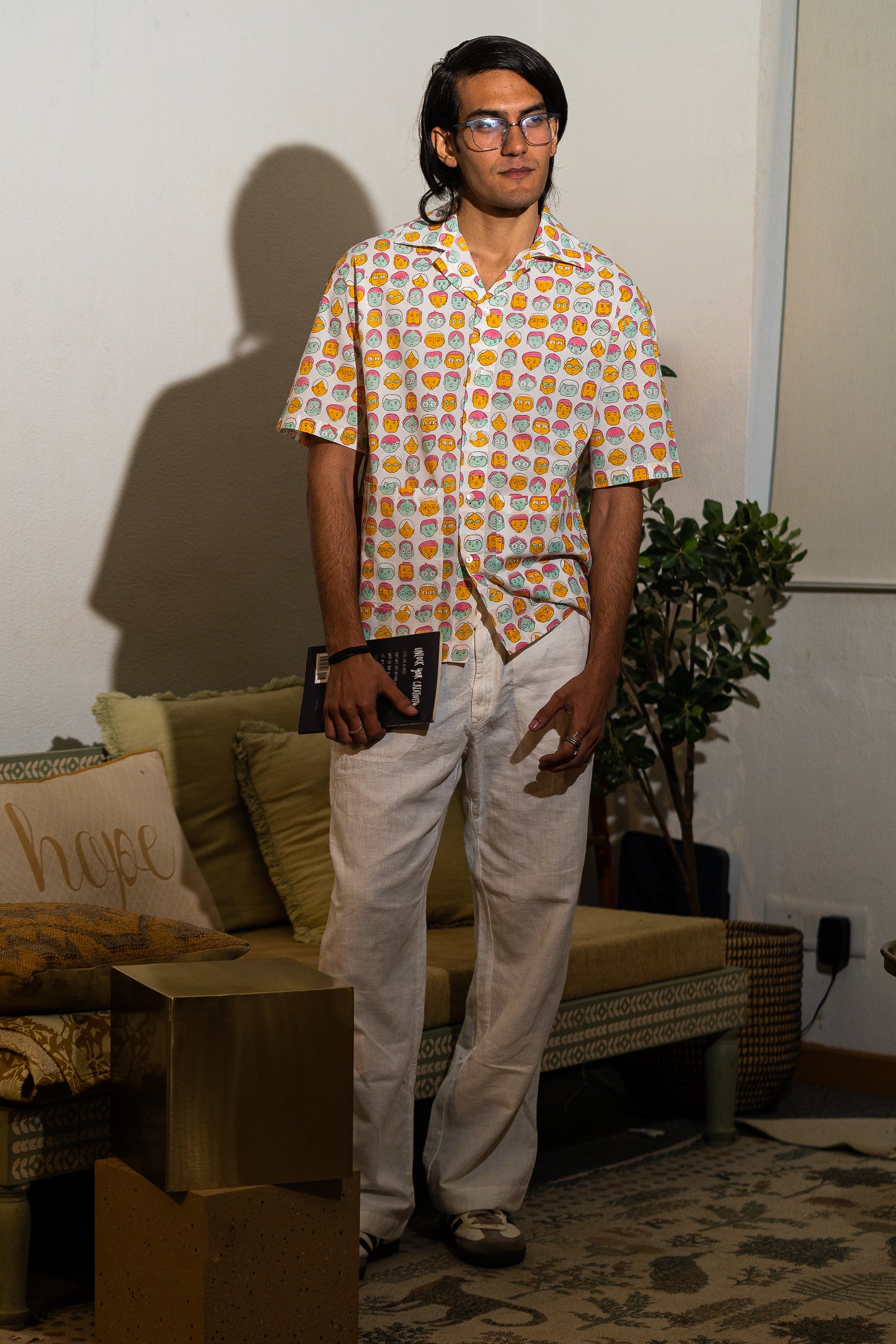 Playful Face Print Casual Shirt – Fun & Trendy Style