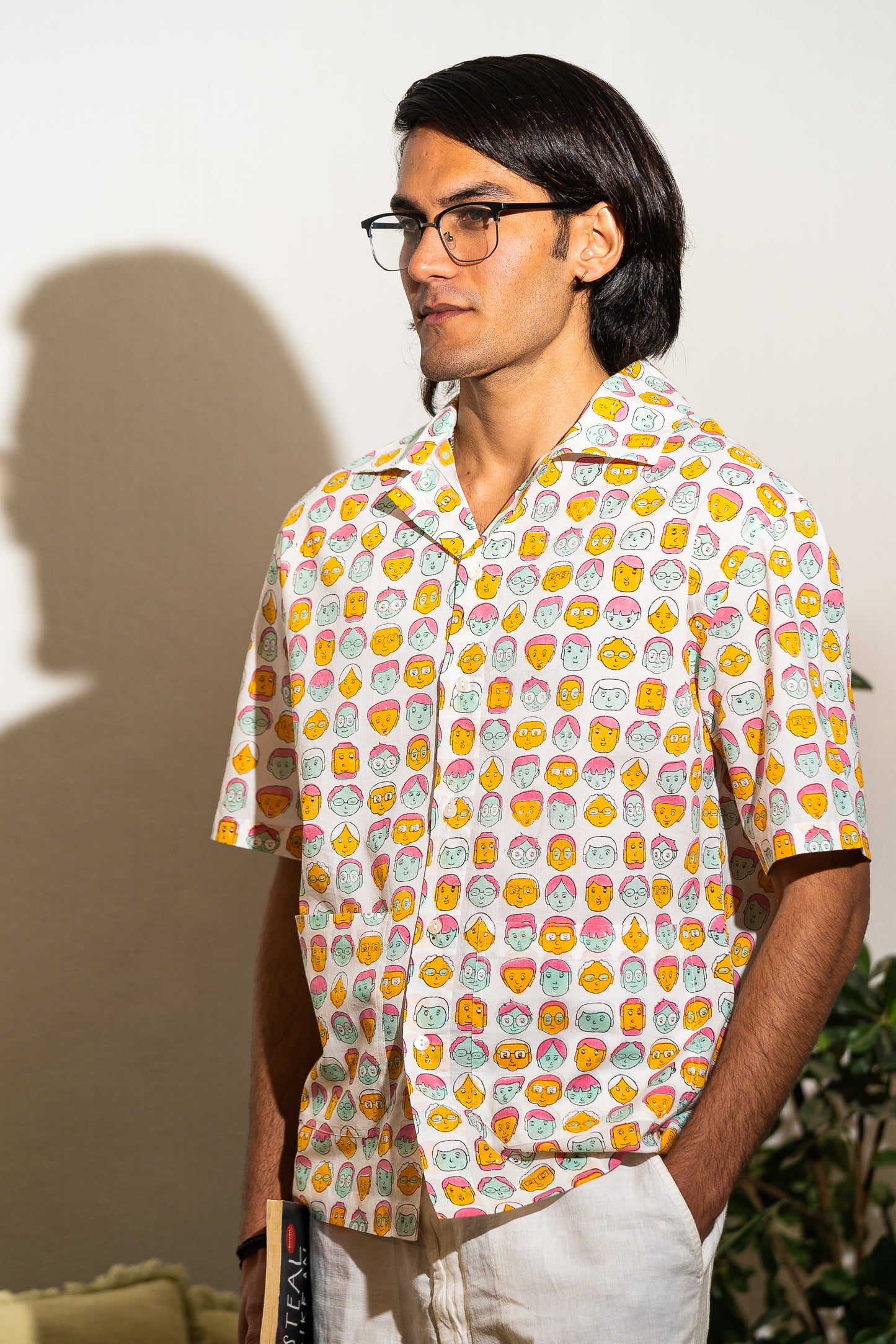 Playful Face Print Casual Shirt – Fun & Trendy Style